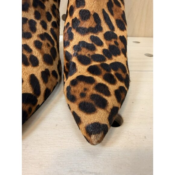 Vince Camuto Nandi 2 Calf Hair Leopard Zip Pointed Fur Bootie Size 10 - Picture 5 of 12